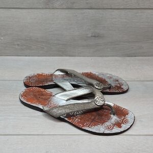 Tory Burch Women's Thong T Strap Metallic Flip Flops Sandals Shoes Sz 8M